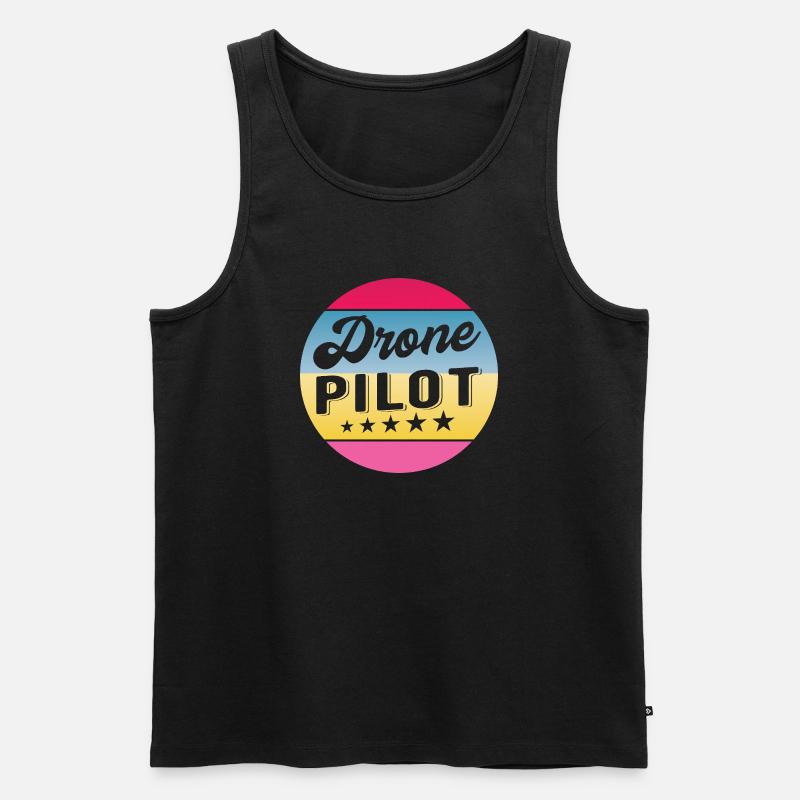 Drone Pilot Drohnenpilot Gradient Badge - Männer Premium Bio Tank Top - Schwarz