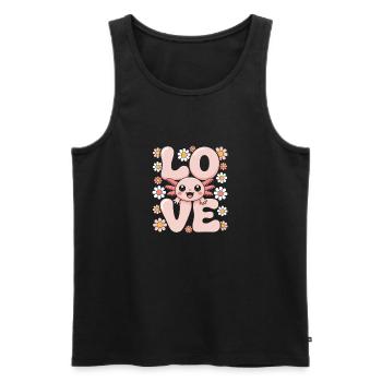 Love Axolotl Floral Kawaii - Männer Premium Bio Tank Top - Schwarz - Vorne - Michal (187cm)