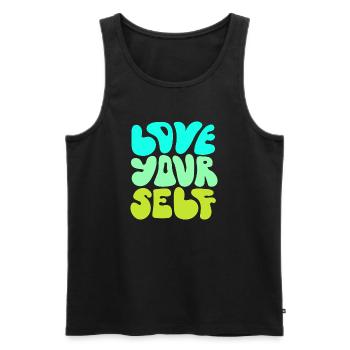 Love Yourself Positive Self Love Quote Design - Männer Premium Bio Tank Top - Schwarz - Vorne - AI Model Male 178 light (178cm)