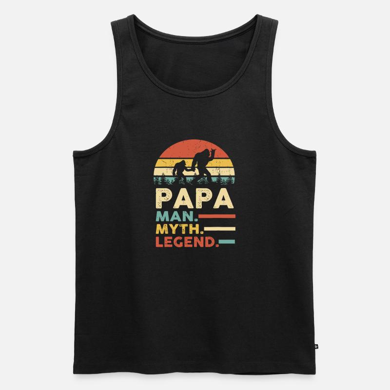Papa Myth Legend Retro Sunset - Männer Premium Bio Tank Top - Schwarz