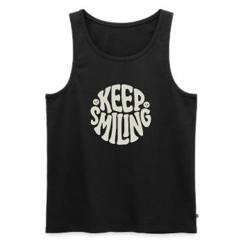 Keep Smiling Bold Typography Positive Quote - Männer Premium Bio Tank Top - Schwarz - Vorne - AI Model Male 178 light (178cm)