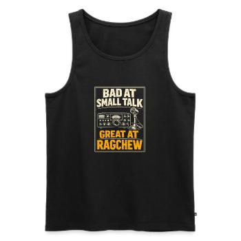 Bad at small talk | Ragchew Funk Humor - Men's Premium Organic Tank Top - black - Front - AI Model Male 178 light (178cm)