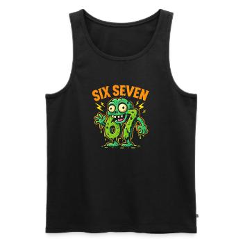 Six Seven 67 Zombie Horror Humor Italian Brainrot - Men's Premium Organic Tank Top - black - Front - Michal (187cm)