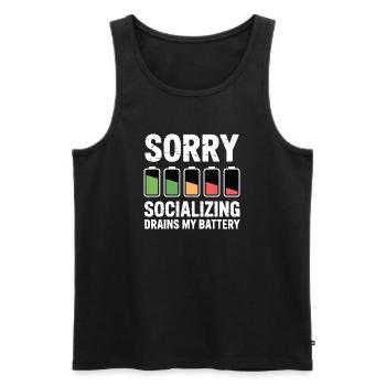 Joke about sociable, exhausted introverts - Men's Premium Organic Tank Top - black - Front - AI Model Male 178 light (178cm)