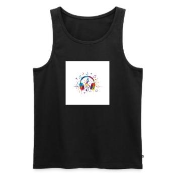 Bunte Kopfhörer Musikdesign - Männer Premium Bio Tank Top - Schwarz - Vorne - AI Model Male 178 light (178cm)