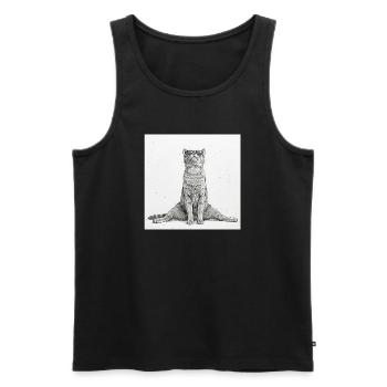 Coole Katze Yoga Spagat - Männer Premium Bio Tank Top - Schwarz - Vorne - AI Model Male 178 light (178cm)