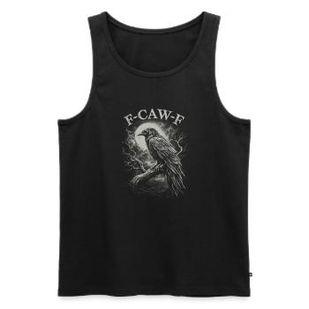 F-Caw-F Corbeau Corbeau Humour Gothique Noir Gothique Drôle - Débardeur bio Premium Homme - noir - Devant - AI Model Male 178 light (178cm)