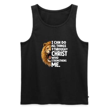 Löwe der Stärke durch Christus - Männer Premium Bio Tank Top - Schwarz - Vorne - AI Model Male 178 light (178cm)