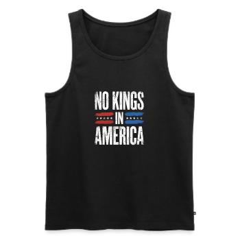No Kings In America Distressed Patriotic Design - Men's Premium Organic Tank Top - black - Front - Michal (187cm)