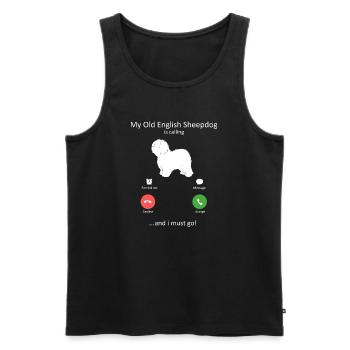 Old English Sheepdog Calling Phone Screen - Men's Premium Organic Tank Top - black - Front - AI Model Male 178 light (178cm)
