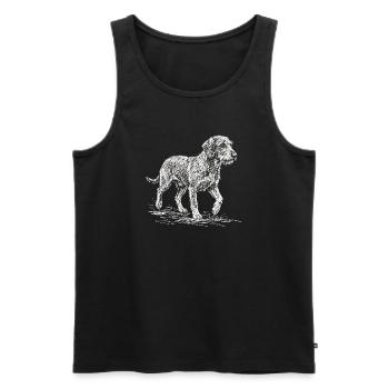 Dackel Sketch – Minimalistisches Hund Design - Männer Premium Bio Tank Top - Schwarz - Vorne - AI Model Male 178 light (178cm)