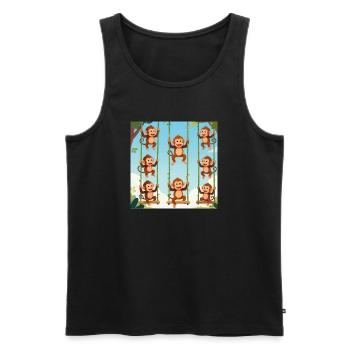Schaukelnde Affen im Dschungel - Männer Premium Bio Tank Top - Schwarz - Vorne - AI Model Male 178 light (178cm)