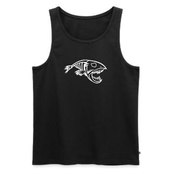 Minimalist Piranha Silhouette Angler Fish - Men's Premium Organic Tank Top - black - Front - Michal (187cm)