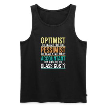 Optimist, das Glas ist halb voll, Pessimist. - Männer Premium Bio Tank Top - Schwarz - Vorne - AI Model Male 178 light (178cm)