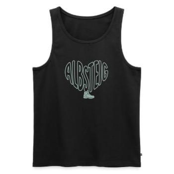 Albsteig heart with hiking boots - Men's Premium Organic Tank Top - black - Front - AI Model Male 178 light (178cm)