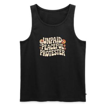 Unpaid Peaceful Protester Aktivistin Spruch Demo - Männer Premium Bio Tank Top - Schwarz - Vorne - AI Model Male 178 light (178cm)