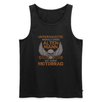 Motorrad Vintage Alter Mann Lustiger Spruch - Männer Premium Bio Tank Top - Schwarz - Vorne - Michal (187cm)