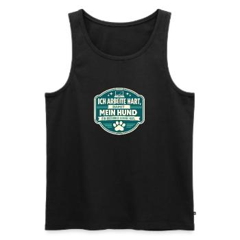 Ich arbeite hart für meinen Hund Badge - Männer Premium Bio Tank Top - Schwarz - Vorne - Michal (187cm)