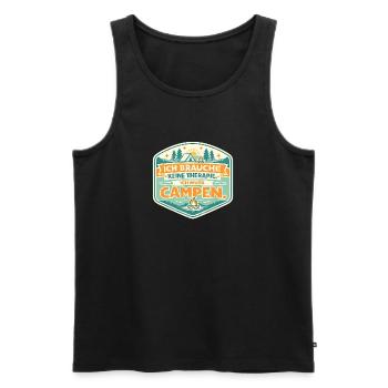 Ich Muss Campen Therapie Ade - Männer Premium Bio Tank Top - Schwarz - Vorne - Michal (187cm)