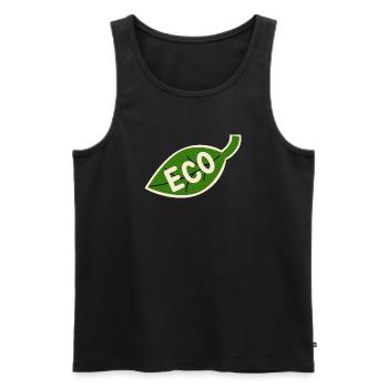 Emblème Feuille Écologique - Nature Minimaliste - Débardeur bio Premium Homme - noir - Devant - Michal (187cm)