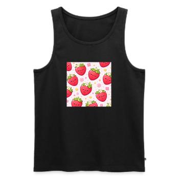 Kawaii Erdbeer-Polka-Punkt-Muster Pink - Männer Premium Bio Tank Top - Schwarz - Vorne - AI Model Male 178 light (178cm)