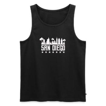 San Diego Skyline Palm Vista - Débardeur bio Premium Homme - noir - Devant - Michal (187cm)