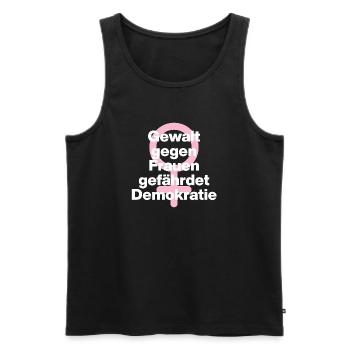 GEWALT GEGEN FRAUEN GEFÄHRDET DEMOKRATIE ♀ - Männer Premium Bio Tank Top - Schwarz - Vorne - Michal (187cm)