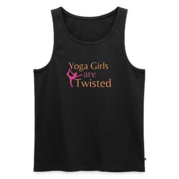 Les filles du yoga sont tordues - Drôle de jeu de mots et namasté sur le yoga - Débardeur bio Premium Homme - noir - Devant - Michal (187cm)