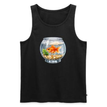 Goldfish in Glass Vase Art - Men's Premium Organic Tank Top - black - Front - AI Model Male 178 light (178cm)