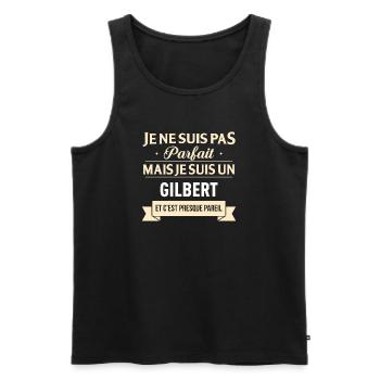 Je Ne Suis Pas Parfait Mais Je Suis Un Gilbert ... - Débardeur bio Premium Homme - noir - Devant - Michal (187cm)