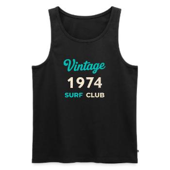 Cadeau vintage de l’année de naissance rétro du Surf Club 1974 - Débardeur bio Premium Homme - noir - Devant - Michal (187cm)
