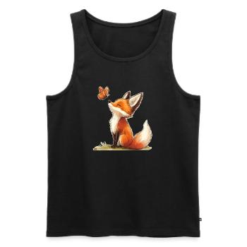 Fox with Butterfly - Men's Premium Organic Tank Top - black - Front - Michal (187cm)