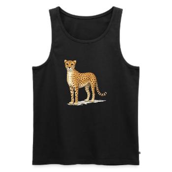 Cheetah Cartoon Illustration - Men's Premium Organic Tank Top - black - Front - AI Model Male 178 light (178cm)
