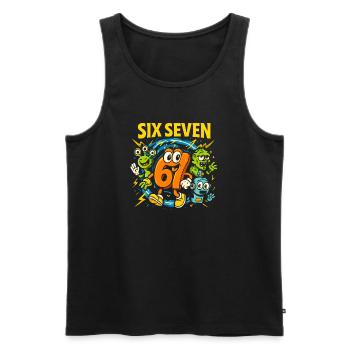 Six Seven 67 Italian Brainrot Nerd Humor Funny - Men's Premium Organic Tank Top - black - Front - AI Model Male 178 light (178cm)