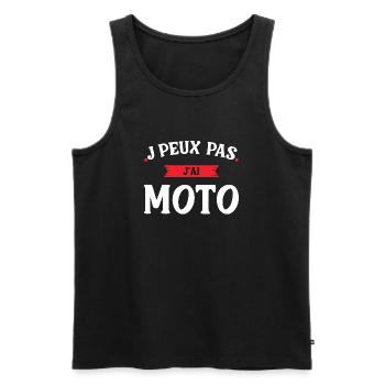 Cadeau homme T shirt homme j'peux pas j'ai moto ‏ - Débardeur bio Premium Homme - noir - Devant - Michal (187cm)