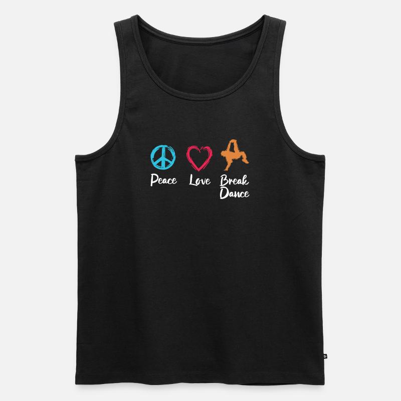 Frieden Liebe Breakdance - Männer Premium Bio Tank Top - Schwarz