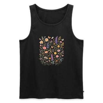 Fleurs sauvages Fleurs Fleurs Jardin botanique naturel - Débardeur bio Premium Homme - noir - Devant - Michal (187cm)