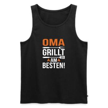 Oma Grillt Am Besten - Männer Premium Bio Tank Top - Schwarz - Vorne - AI Model Male 178 light (178cm)