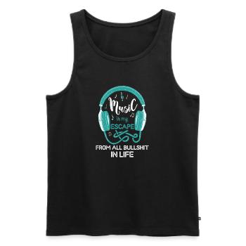 Music Is My Escape Headphones Graphic - Men's Premium Organic Tank Top - black - Front - Michal (187cm)