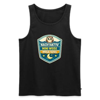 Nachtaktiv Weise Mega Süß - Männer Premium Bio Tank Top - Schwarz - Vorne - Michal (187cm)