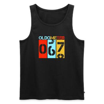 Oldometer 67 Funny 67th Birthday Retro - Men's Premium Organic Tank Top - black - Front - Michal (187cm)
