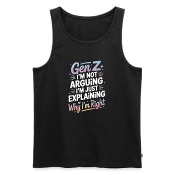 Gen Z Recht: Erklären mit Humor - Männer Premium Bio Tank Top - Schwarz - Vorne - AI Model Male 178 light (178cm)