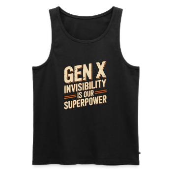 Gen X – Invisibility is our superpower - Men's Premium Organic Tank Top - black - Front - AI Model Male 178 light (178cm)