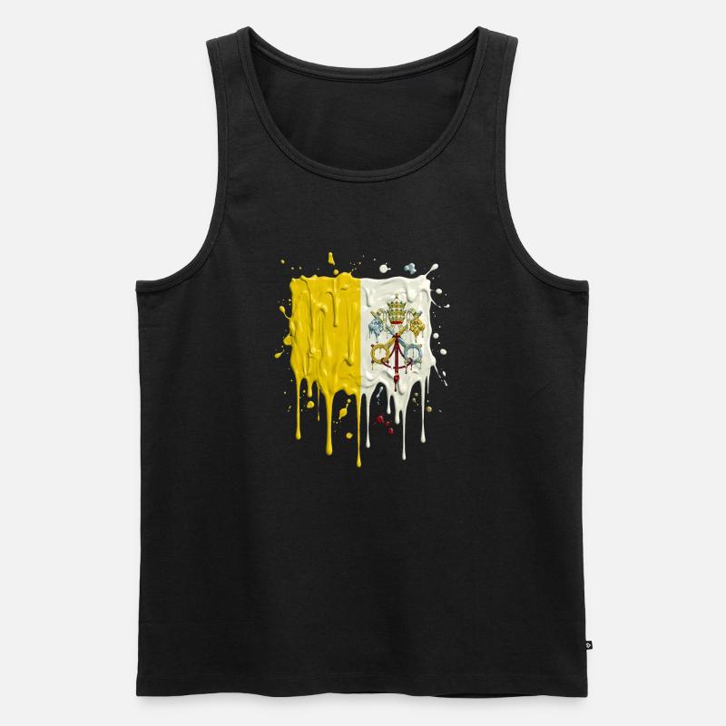 Vatikans Gelb-Weiß Farbsplit - Männer Premium Bio Tank Top - Schwarz