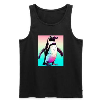 Pinguin - Männer Premium Bio Tank Top - Schwarz - Vorne - Michal (187cm)