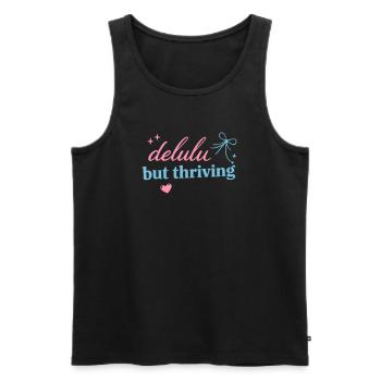 Delhu Thriving Script Logo - Männer Premium Bio Tank Top - Schwarz - Vorne - AI Model Male 178 light (178cm)