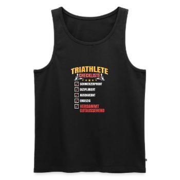 Triathlet Checkliste Motiv - Männer Premium Bio Tank Top - Schwarz - Vorne - Michal (187cm)