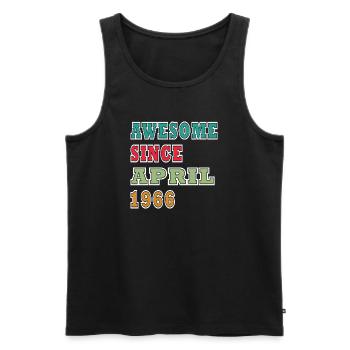 Astonishing since April 1966 - Men's Premium Organic Tank Top - black - Front - AI Model Male 178 light (178cm)