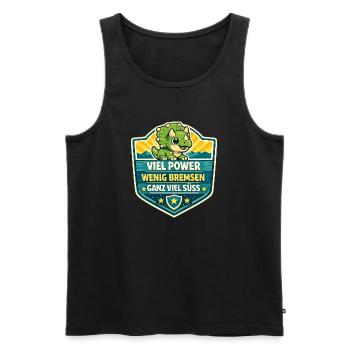 Dino Power Schild Viel Kraft - Männer Premium Bio Tank Top - Schwarz - Vorne - AI Model Male 178 light (178cm)