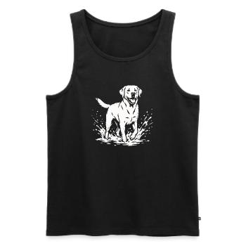 Labrador Water Splash Dog Lover Shirt - Men's Premium Organic Tank Top - black - Front - Michal (187cm)